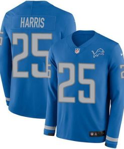 Nike Detroit Lions #25 Will Harris Blue Team Color Men's Stitched NFL Limited Therma Long Sleeve Jersey Men's