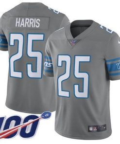 Nike Detroit Lions #25 Will Harris Gray Men's Stitched NFL Limited Rush 100th Season Jersey Men's
