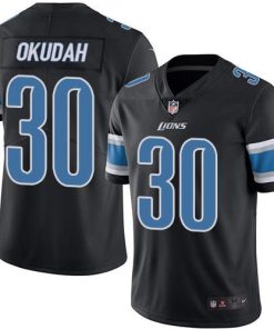 Nike Detroit Lions #30 Jeff Okudah Black Men's Stitched NFL Limited Rush Jersey Men's