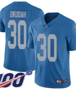 Nike Detroit Lions #30 Jeff Okudah Blue Throwback Men's Stitched NFL 100th Season Vapor Untouchable Limited Jersey Men's