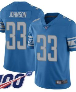 Nike Detroit Lions #33 Kerryon Johnson Blue Team Color Men's Stitched NFL 100th Season Vapor Limited Jersey Men's