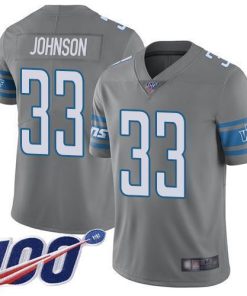 Nike Detroit Lions #33 Kerryon Johnson Gray Men's Stitched NFL Limited Rush 100th Season Jersey Men's