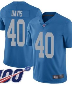 Nike Detroit Lions #40 Jarrad Davis Blue Throwback Men's Stitched NFL 100th Season Vapor Limited Jersey Men's