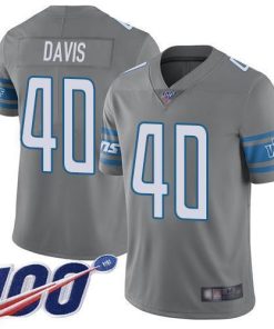 Nike Detroit Lions #40 Jarrad Davis Gray Men's Stitched NFL Limited Rush 100th Season Jersey Men's