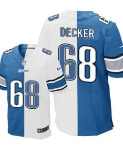 Nike Detroit Lions #68 Taylor Decker Blue/White Men's Stitched NFL Elite Split Jersey Men's