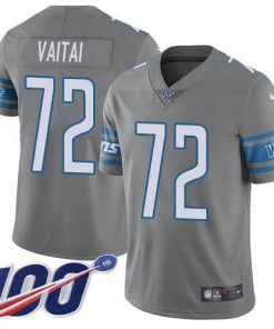 Nike Detroit Lions #72 Halapoulivaati Vaitai Gray Men's Stitched NFL Limited Rush 100th Season Jersey Men's