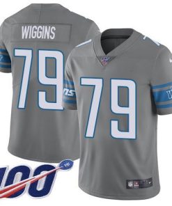 Nike Detroit Lions #79 Kenny Wiggins Gray Men's Stitched NFL Limited Rush 100th Season Jersey Men's