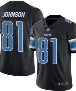 Nike Detroit Lions #81 Calvin Johnson Black Men's Stitched NFL Limited Rush Jersey Men's