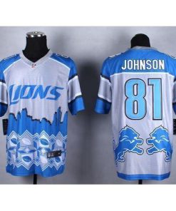 Nike Detroit Lions #81 Calvin Johnson Blue Men's Stitched NFL Elite Noble Fashion Jersey Men's
