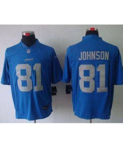Nike Detroit Lions #81 Calvin Johnson Blue Alternate Throwback Men's Stitched NFL Limited Jersey Men's