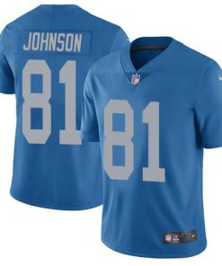 Nike Detroit Lions #81 Calvin Johnson Blue Throwback Men's Stitched NFL Vapor Untouchable Limited Jersey Men's