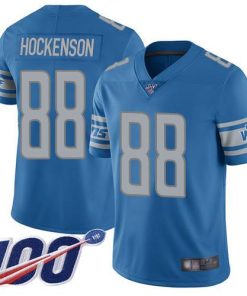 Nike Detroit Lions #88 T.J. Hockenson Blue Team Color Men's Stitched NFL 100th Season Vapor Limited Jersey Men's