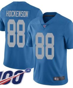 Nike Detroit Lions #88 T.J. Hockenson Blue Throwback Men's Stitched NFL 100th Season Vapor Limited Jersey Men's
