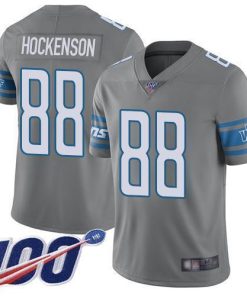 Nike Detroit Lions #88 T.J. Hockenson Gray Men's Stitched NFL Limited Rush 100th Season Jersey Men's