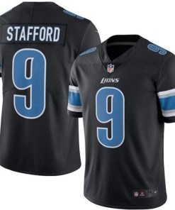 Nike Detroit Lions #9 Matthew Stafford Black Men's Stitched NFL Limited Rush Jersey Men's
