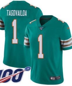 Nike Dolphins #1 Tua Tagovailoa Aqua Green Alternate Men's Stitched NFL 100th Season Vapor Untouchable Limited Jersey