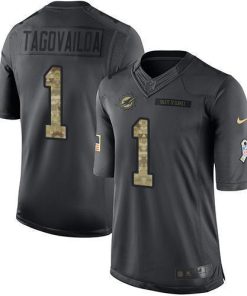 Nike Dolphins #1 Tua Tagovailoa Black Men's Stitched NFL Limited 2016 Salute To Service Jersey