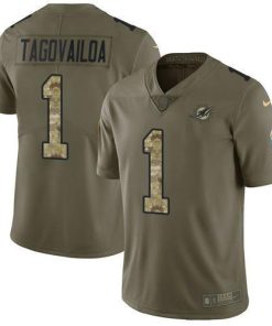 Nike Dolphins #1 Tua Tagovailoa Olive/Camo Men's Stitched NFL Limited 2017 Salute To Service Jersey