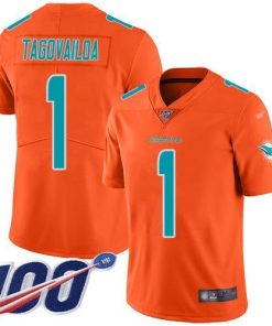 Nike Dolphins #1 Tua Tagovailoa Orange Men's Stitched NFL Limited Inverted Legend 100th Season Jersey