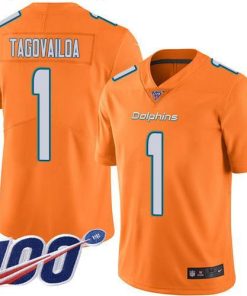 Nike Dolphins #1 Tua Tagovailoa Orange Men's Stitched NFL Limited Rush 100th Season Jersey