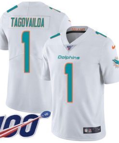 Nike Dolphins #1 Tua Tagovailoa White Men's Stitched NFL 100th Season Vapor Untouchable Limited Jersey
