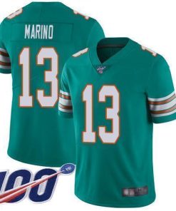 Nike Dolphins #13 Dan Marino Aqua Green Alternate Men's Stitched NFL 100th Season Vapor Limited Jersey