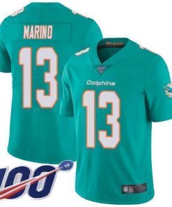 Nike Dolphins #13 Dan Marino Aqua Green Team Color Men's Stitched NFL 100th Season Vapor Limited Jersey