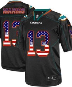 Nike Dolphins #13 Dan Marino Black Men's Stitched NFL Elite USA Flag Fashion Jersey