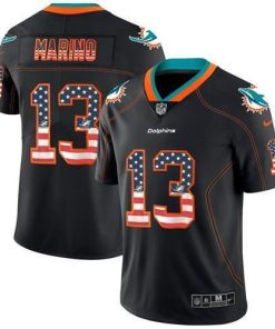 Nike Dolphins #13 Dan Marino Black Men's Stitched NFL Limited Rush USA Flag Jersey
