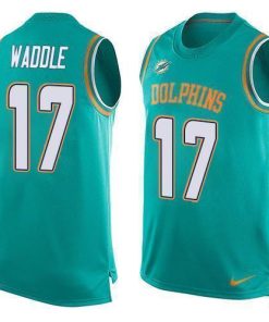 Nike Dolphins #17 Jaylen Waddle Aqua Green Team Color Men's Stitched NFL Limited Tank Top Jersey