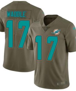 Nike Dolphins #17 Jaylen Waddle Olive Men's Stitched NFL Limited 2017 Salute To Service Jersey