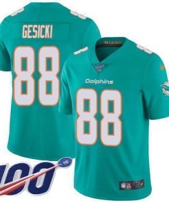 Nike Dolphins #88 Mike Gesicki Aqua Green Team Color Men's Stitched NFL 100th Season Vapor Untouchable Limited Jersey