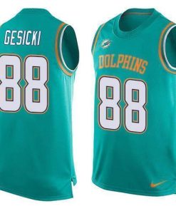Nike Dolphins #88 Mike Gesicki Aqua Green Team Color Men's Stitched NFL Limited Tank Top Jersey