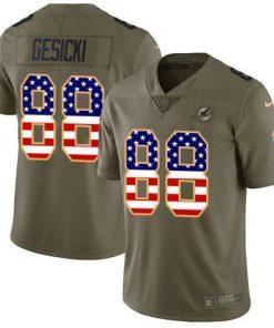 Nike Dolphins #88 Mike Gesicki Olive/USA Flag Men's Stitched NFL Limited 2017 Salute To Service Jersey