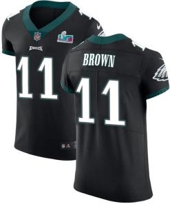 Nike Eagles #11 A.J. Brown Black Alternate Super Bowl LVII Patch Men's Stitched NFL New Elite Jersey
