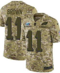 Nike Eagles #11 A.J. Brown Camo Super Bowl LVII Patch Men's Stitched NFL Limited 2018 Salute To Service Jersey