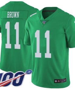Nike Eagles #11 A.J. Brown Green Men's Stitched NFL Limited Rush 100th Season Jersey
