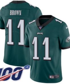 Nike Eagles #11 A.J. Brown Green Team Color Men's Stitched NFL 100th Season Vapor Untouchable Limited Jersey