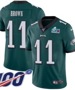Nike Eagles #11 A.J. Brown Green Team Color Super Bowl LVII Patch Men's Stitched NFL 100th Season Vapor Untouchable Limited Jersey