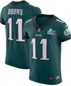 Nike Eagles #11 A.J. Brown Green Team Color Super Bowl LVII Patch Men's Stitched NFL Vapor Untouchable Elite Jersey