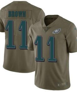 Nike Eagles #11 A.J. Brown Olive Men's Stitched NFL Limited 2017 Salute To Service Jersey