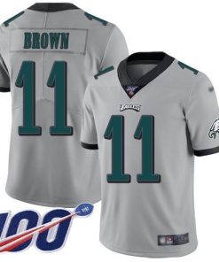 Nike Eagles #11 A.J. Brown Silver Men's Stitched NFL Limited Inverted Legend 100th Season Jersey