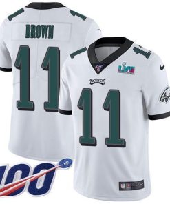 Nike Eagles #11 A.J. Brown White Super Bowl LVII Patch Men's Stitched NFL 100th Season Vapor Untouchable Limited Jersey