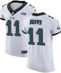 Nike Eagles #11 A.J. Brown White Super Bowl LVII Patch Men's Stitched NFL New Elite Jersey
