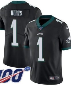 Nike Eagles #1 Jalen Hurts Black Alternate Men's Stitched NFL 100th Season Vapor Untouchable Limited Jersey
