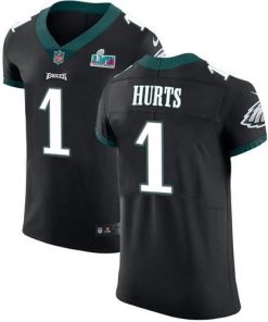 Nike Eagles #1 Jalen Hurts Black Super Bowl LVII Patch Alternate Men's Stitched NFL Vapor Untouchable Elite Jersey