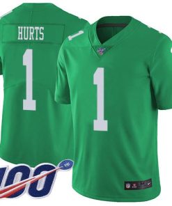 Nike Eagles #1 Jalen Hurts Green Men's Stitched NFL Limited Rush 100th Season Jersey