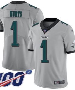 Nike Eagles #1 Jalen Hurts Silver Men's Stitched NFL Limited Inverted Legend 100th Season Jersey