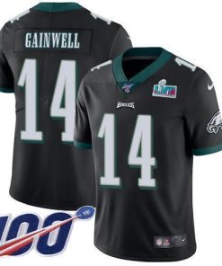 Nike Eagles #14 Kenneth Gainwell Black Alternate Super Bowl LVII Patch Men's Stitched NFL 100th Season Vapor Untouchable Limited Jersey
