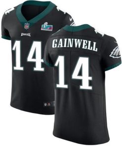 Nike Eagles #14 Kenneth Gainwell Black Alternate Super Bowl LVII Patch Men's Stitched NFL New Elite Jersey